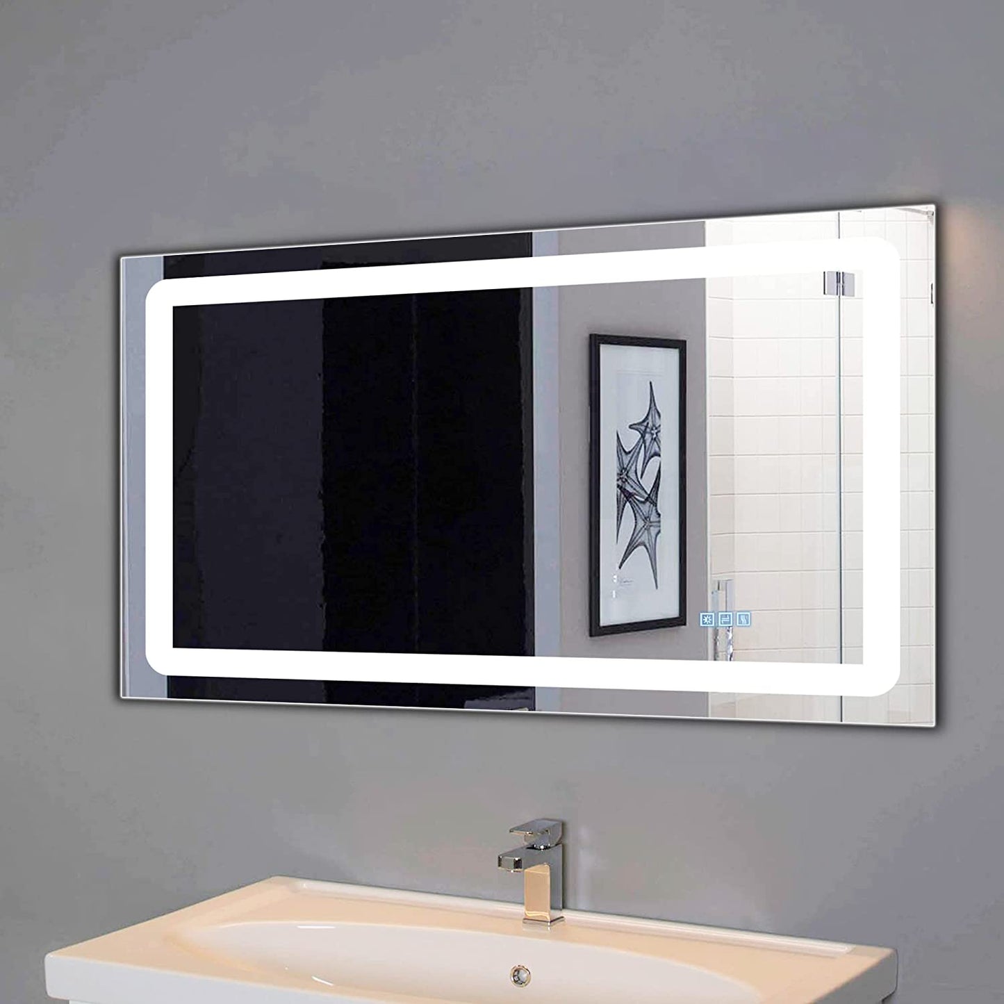Led Lighted Bathroom Mirror Dimming Bathroom Vanity Mirror Touch Switch, Memory Function, Defogger, Wall Mirror with Lights (Horizontal or Vertical)