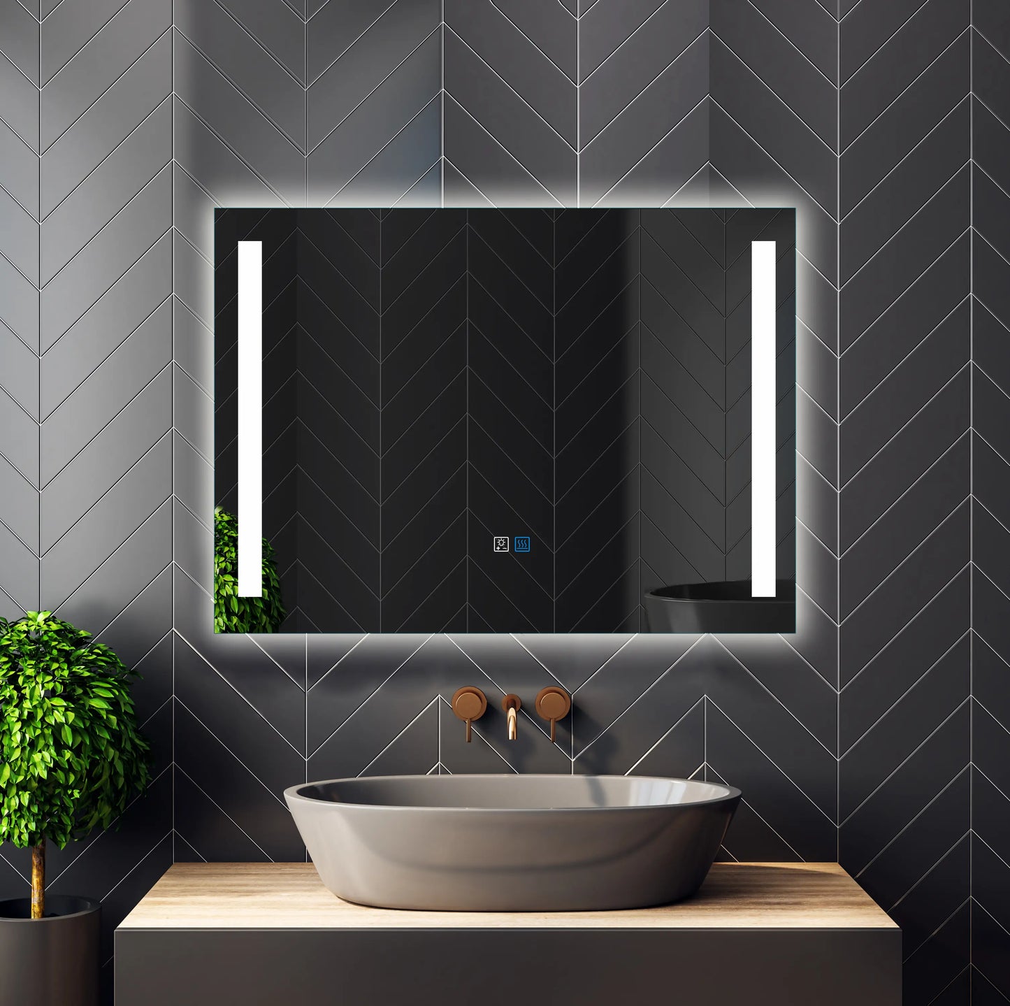 LED Lighted Wall Mount Bathroom Vanity Mirror with Defogger