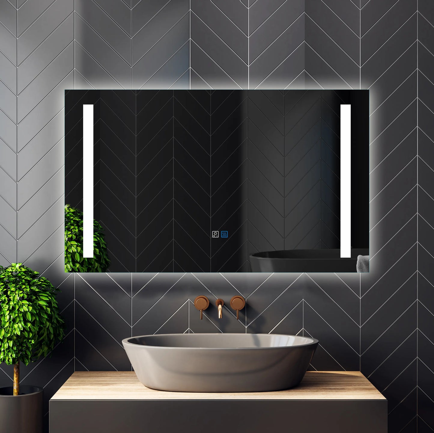 LED Lighted Wall Mount Bathroom Vanity Mirror with Defogger