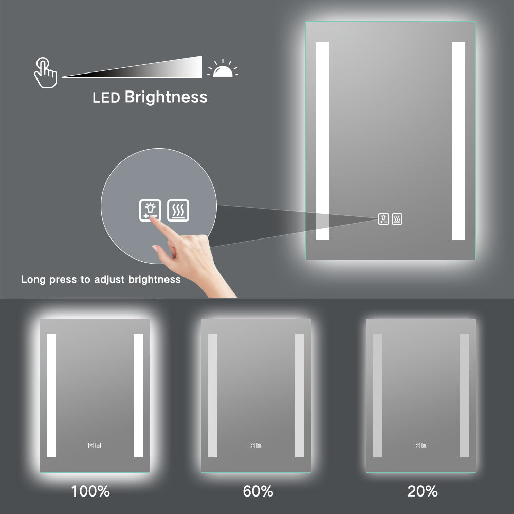 LED Lighted Wall Mount Bathroom Vanity Mirror with Defogger