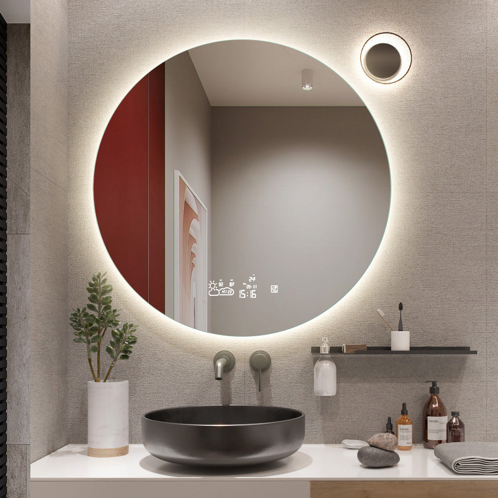 Round Mirror With LED I 3 Light Options I Makeup Mirror, LED Light, Bathroom  Mirror, Asymmetrical Mirror, Modern Design, Handmade 