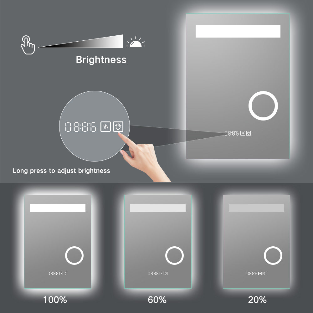 3x Magnifying Smart Bathroom Mirror with Lights, Anti Fog (Defogger)
