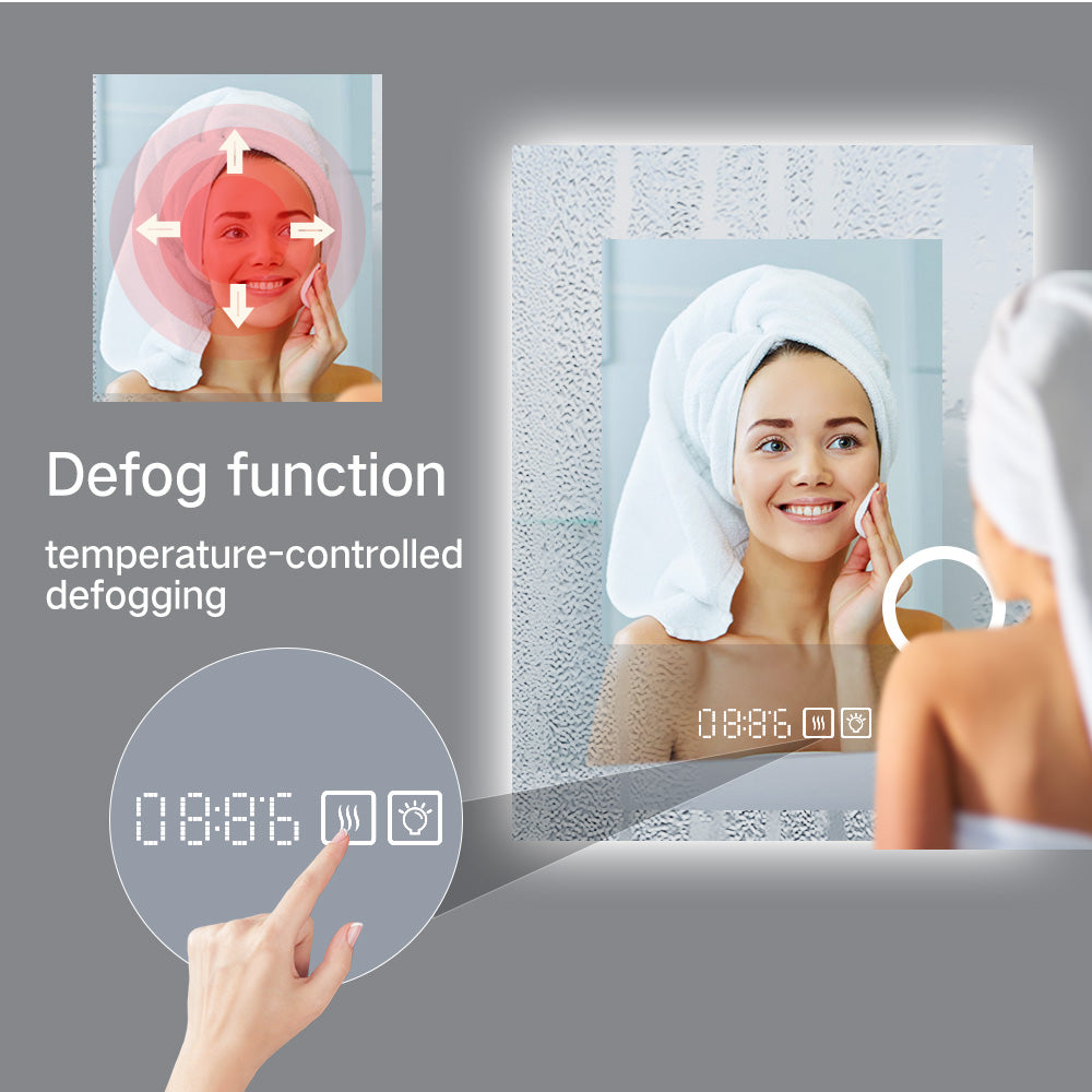 3x Magnifying Smart Bathroom Mirror with Lights, Anti Fog (Defogger)