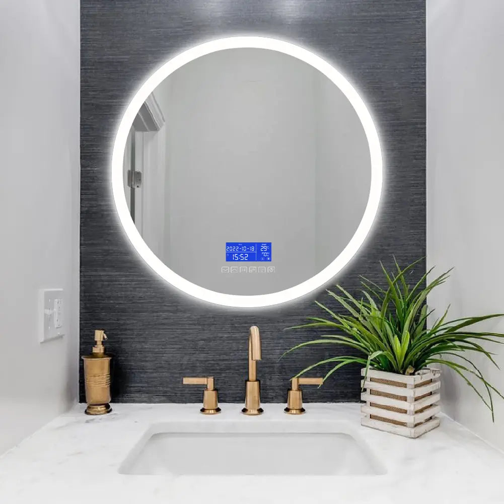 Round Bluetooth Speaker Music Call Vanity Mirror with Lights – TACOVICI  Home Decor