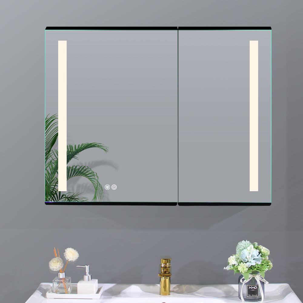 LED medicine cabinet with defogger, recessed or surface mount, 34x26