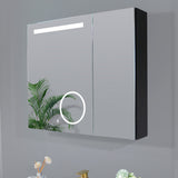 LED medicine cabinet mirror with magnifying and double glass door, 30x26