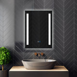 Dual-strip frameless LED bathroom mirror with anti-fog defogger