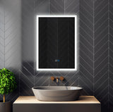 Frameless LED bathroom mirror with anti-fog, horizontal or vertical