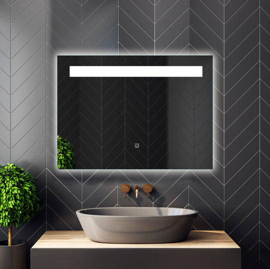Frontlit LED Lighted Rectangle Bathroom Vanity Mirror - Anti-Fog, Dimmable, 3 Color Temps (20x28 / 32x24 / 40x24)