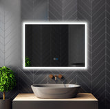 Frameless LED bathroom mirror with anti-fog, horizontal or vertical