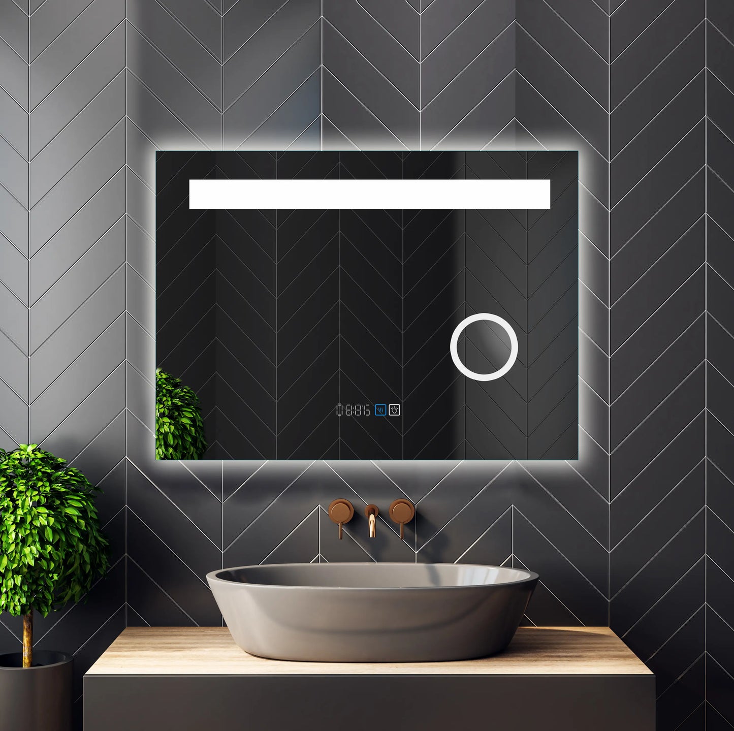 3x Magnifying Smart Bathroom Mirror with Lights, Anti Fog (Defogger)
