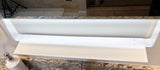 Framed LED bathroom mirror with storage shelf and motion sensor, 22x34