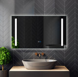 Dual-strip frameless LED bathroom mirror with anti-fog defogger