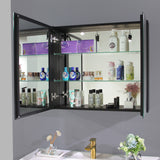 LED medicine cabinet mirror with magnifying and double glass door, 30x26