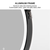 Black framed round LED mirror with hanging belt and anti-fog
