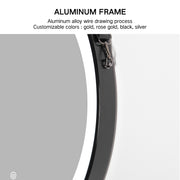 Round Black Framed Vanity Mirror, Belt Hanging