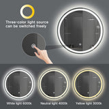 Round frameless LED bathroom vanity mirror with anti-fog