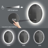 Oval LED bathroom vanity mirror 24x32 with anti-fog