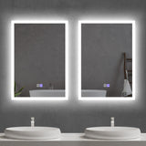 Frameless LED bathroom mirror with anti-fog, horizontal or vertical