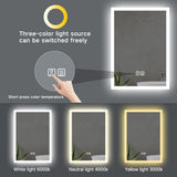 Frameless LED bathroom mirror with anti-fog, horizontal or vertical