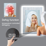 Frameless LED bathroom mirror with anti-fog, horizontal or vertical