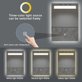 Frontlit frameless LED rectangle bathroom mirror, anti-fog dimmable