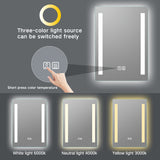 Dual-strip frameless LED bathroom mirror with anti-fog defogger