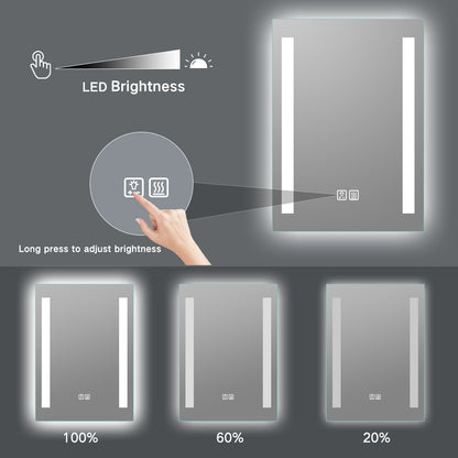 LED Lighted Wall Mount  Bathroom Vanity Mirror with Defogger