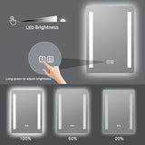 Dual-strip frameless LED bathroom mirror with anti-fog defogger