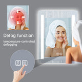 Dual-strip frameless LED bathroom mirror with anti-fog defogger