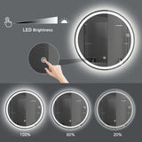 Round frameless LED bathroom vanity mirror with anti-fog