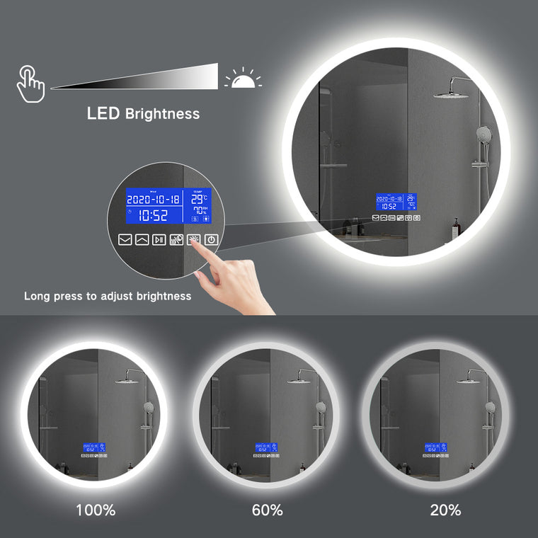 Round Bluetooth Speaker Music Call Vanity Mirror with Lights