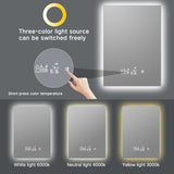 Smart LED bathroom mirror with time, temperature and calendar display