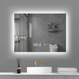 Smart LED bathroom mirror with time, temperature and calendar display