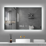 Smart LED bathroom mirror with time, temperature and calendar display