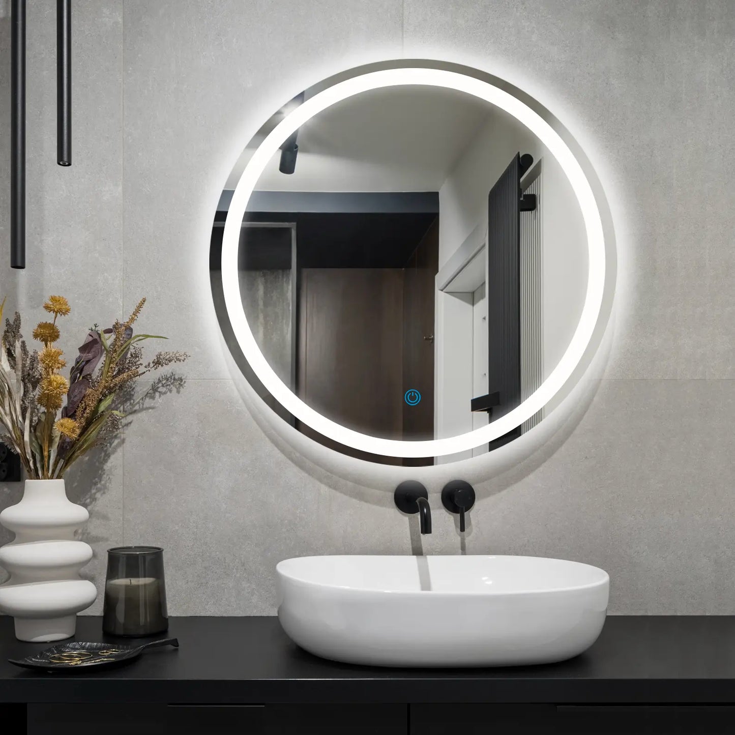 LED Lighted Round Bathroom Vanity Mirror
