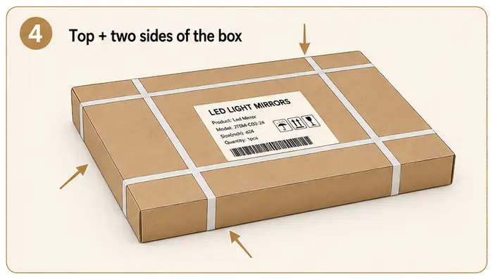 Top and two sides of the box
